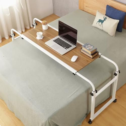 Mesa de mesa de cama de lecho de cama lateral Descripción de la cama para laptop y escritura en la mesa de cama rodante Bandeja sobre la mesa de cama con ruedas sobre la mesa de cama con ruedas