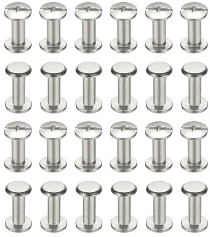 PATIKIL 24 Juegos De Tornillos Chicago, 3x8mm(DxH) Tornillos Chicago Phillips Postes De Unión Pernos Remaches De Cuero Acero Inoxidable 304 Para Cinturones, Plateado