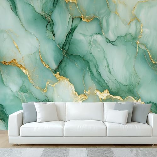 Green Marble Wallpaper, Metallic Gold Abstract Wall Mural, Wallpaper for Bedroom Living Room, Home Decor, Photo Wall Paper, 130 x 80 cm