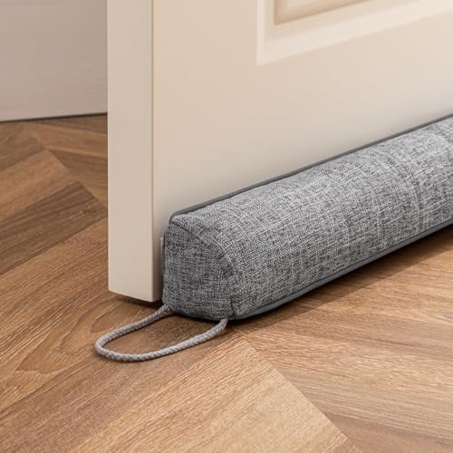HBselect Zugluftstopper für Türen 96cm, Rechteckiger Winkel Türdichtung Unten, Zugluftstopper Windstopper Schutz vor Luftzug und Lärm Geeignet für Türen und Fenster Grau