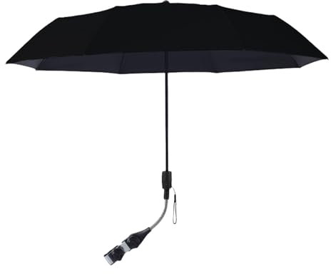 Adaptador de sombrilla para cochecito de bebé, parasol para cochecito, sombrilla plegable 360° ajustable para viajes y sillas de ruedas, Negro , Siehe Beschreibung
