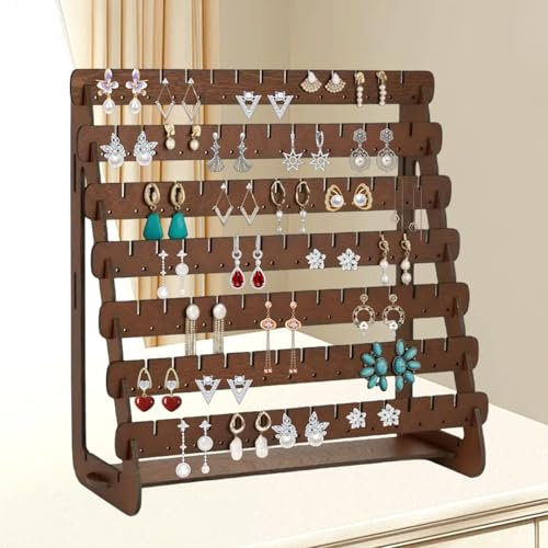 KASESSS Retrò Porta Orecchini in Legno, Porta Orecchini Organizer, Espositore Orecchini, 7 Strati Portaorecchini da Appendere con 200 Fori, Supporto per Orecchini per Donne e Ragazze per Casa o Negozi