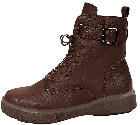 Botines Para Mujer Botas Negras Mujer Semi-Altas Punta Redonda Altas Con Cordones Para Al Aire Libre Chelsea Botas De Vaquero Vaquero Casual Antideslizante Botas, Marrón 1, 38 EU