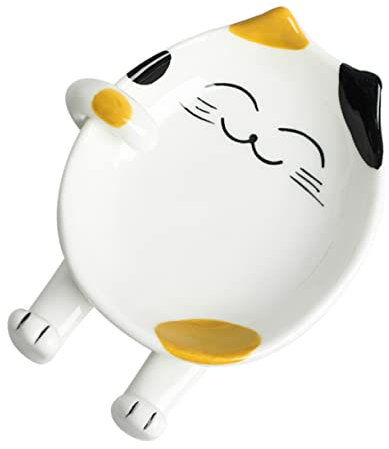VICASKY Cartoon Ceramic Pot Lid Holder Cat Design for Spoon Chopsticks and Pot Lid Storage Space Saving Kitchen Organizer for Tidy Countertops and Cabinets