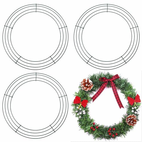 QISF 4 Pack Wire Wreath Frame 14 inch - Metal Christmas Wreath Ring Crafting Wreath Base for Xmas Thanksgiving Halloween Wedding Wreath Frame Wreath Making Supplies