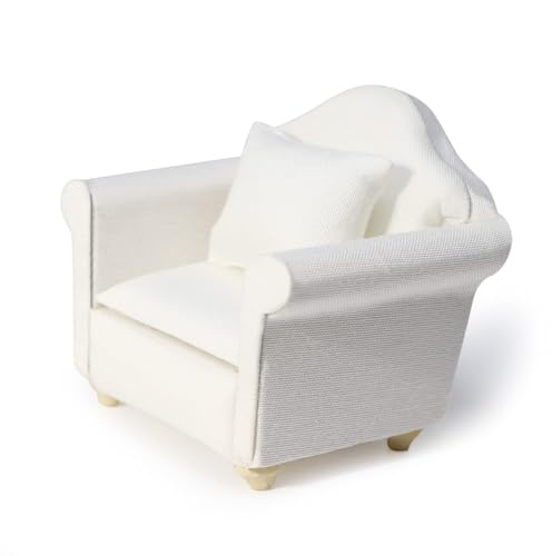 Miniatur Möbel Couch,Puppenhaus Möbel,Puppenhaus Sofa,Miniatur Sofa Couch,Mini Sessel,1/12 Miniatur Sessel,Puppenhaus Miniatur Möbel Modell Mit Kissen Miniatursofa für das Puppenhaus-Wohnzimmer (A)