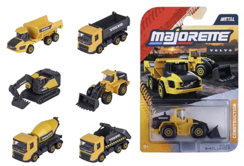 Majorette – Volvo Construction Premium, Moyens de Chantier en Métal moulé sous Pression, Échelle 1:64, Absort. 6 modèles différents, avec Pièces Mobiles, ASSEGNATION Casuale, + 3 Ans, 850310000