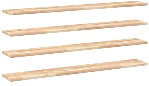 vidaXL Floating Shelves 4 pcs 160x20x2 cm Untreated Solid Acacia Wood - Customisable Storage Shelf Boards for Living Room, Kitchen, Bathroom, Bedroom, Study, Garage - Space-Saving Wall-Mounted Display