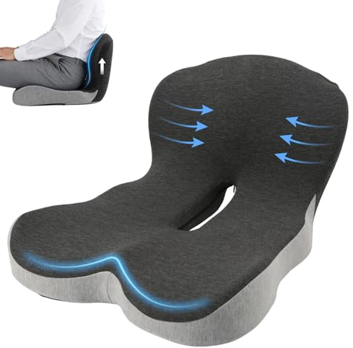 NCONCO Sitzkissen mit Rückenlehne, Stuhlkissen für Bürostuhl | Ergonomisches Rückenstützkissen aus Memory-Schaumstoff, Komfort Stuhlkissen für Bürostuhl, Auto, Rollstuhl