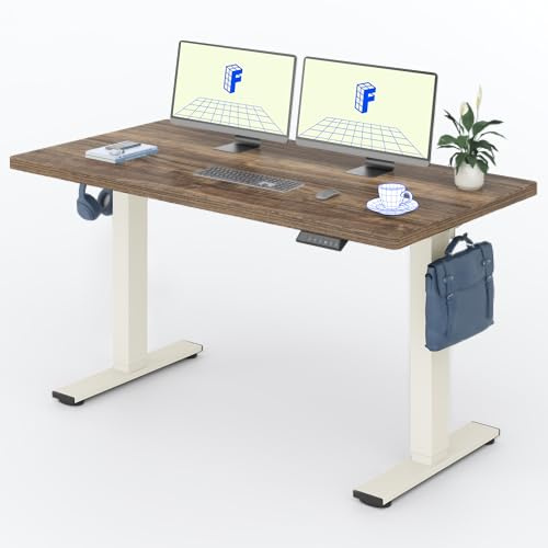 FLEXISPOT Höhenverstellbarer Schreibtisch Basic 160x80cm | mit Haken und 25mm EINTEILIGER Tischplatte, ergonomischer Schreibtisch mit Memory-Funktion Walnussbraun+Mousseweiß