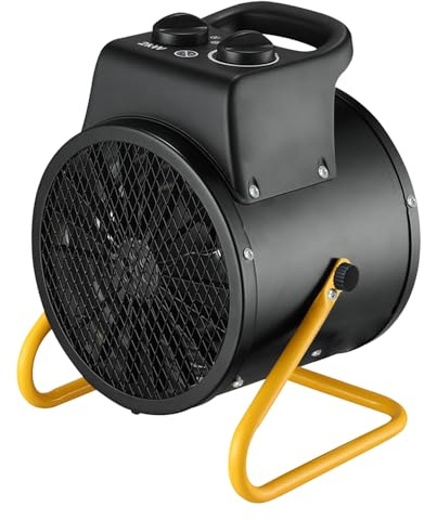 Stak termoventilatore da cantiere 2000W – generatore d’aria calda con elemento riscaldante in acciaio – Protezione IP24 con funzione ventilatore e testa inclinabile