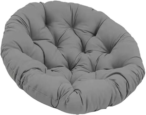 360° drehbarer Rattanstuhl mit Kissen, dunkelgrau, Gartensessel für Terrasse, Balkon, Wohnzimmer – bequemer 40 x 40 cm Sitzkissen im Lieferumfang enthalten
