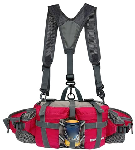 BEAHING Hiking Fanny Pack for Women Men Waterproof Waist Pack with Water Bottle Holder & Single/Dual Shoulder Straps Lumbar Hip Belt Bag for Running Walking Dogwalking Travel