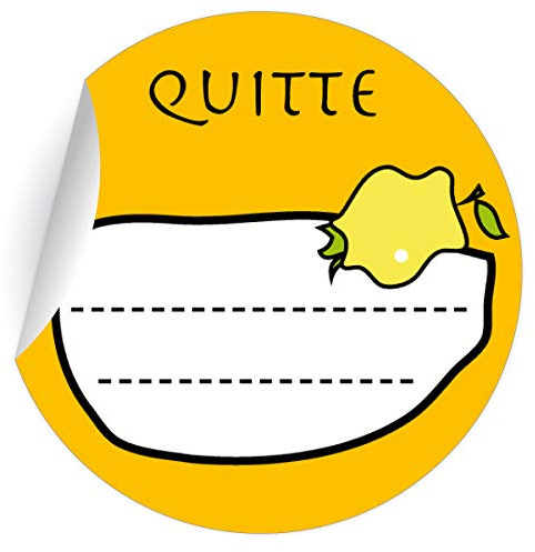 24 leckere Quitten Gelee Aufkleber auch für Liköre u.a. Köstlichkeiten zum beschriften, gelb, MATTE Papieraufkleber runde Sticker selbstklebende Etiketten für Dekoø 45mm