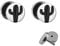 Treuheld® | SET - Schwarzer KAKTUS - 2 Ohrstecker zum Schrauben mit Kaktee - SCHWARZ-WEIßE FAKE PLUGs - Ø 10mm - OHRRINGE Fakeplug - Silber Ohrring in Schwarz-Weiß - Chirurgenstahl Faketunnel