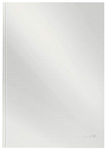 Leitz A4 Notizbuch liniert, 160 Seiten, 80 Blatt FSC zertifiziertes 80 g/m² Papier, Stabiler, kratzfester Hardcover-Einband, Für Büro, Schule oder als Tagebuch, Solid Serie, Weiß, 46650001