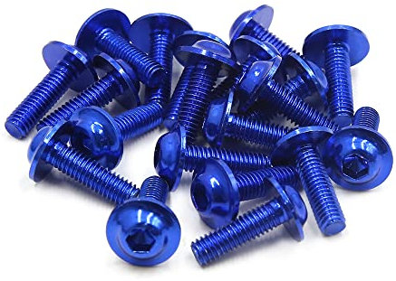 Lot de 20 vis à tête hexagonale en alliage d'aluminium bleu M6 x 20