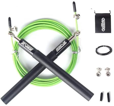 TAVIEW Speed Jump Rope Adjustable Cable Ropes with Aluminum Handles,360° Swivel Ball Bearing Skipping Rope, Workout for Double Unders, Exercise, WOD, Outdoor, MMA & Boxing Training