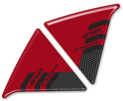 Resin Bike Adesivi Moto Compatibile con Suzuki V-Strom 650 2017-2021. Protezione Cruscotto da Urti e Graffi. Coppia Adesivi 3D Resinati - Rosso Metallizzato