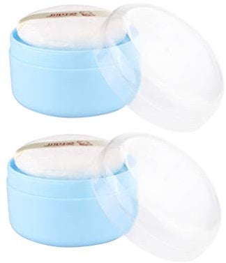 SUPVOX Talcum Powder Puff Box - Plastic Container Empty Body Powder Container with Puffs and Sifter for Home and Travel