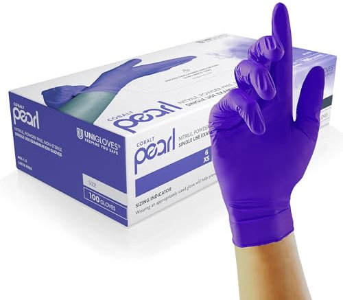 UNIGLOVES Cobalt Pearl Guanti Monouso in Nitrile - Resistenti, Senza Polvere e Senza Lattice - Adatti per uso Sanitario, Alimentare e Professionale - Confezione da 100, Cobalto, Taglia XS (GP1011)