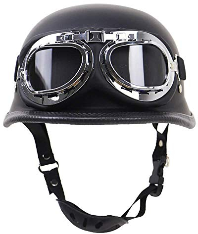 AEDFD Motorradhelm Zum Halboffenen Öffnen Motorrad-Kollisionsschutz ECE-DOT-Zertifizierung Schutzhelm Mit Schutzbrille Einstellbare Größe Chopper Moped Roller,Matte Black-M