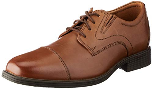Clarks Men's Whiddon Cap Sneaker, Dark Tan Leather, 10 UK