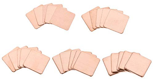 sourcing map Flat IC Chipset Thermal Copper Heatsink for CPU GPU RAM 20 x 20mm with Thickness 0.3/0.5/0.8/1.0/1.5mm Total 25pcs