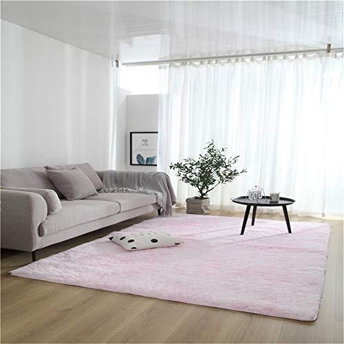 Hiser Teppich Wohnzimmerteppich Langflor Weich Flauschig Teppiche Anti-Rutsch-Shaggy-Bereich Esszimmer Home Innenbereich Schlafzimmer Bodenmatte Heimdekoration (Hell-Pink,130x180cm)
