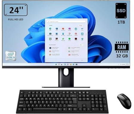 Outlet Computer - All In One - Schermo 23,8 - Windows 11 Pro 64 bit - FHD IPS - USB, HDMI - Webcam - Bianco (CPU: i5 - RAM 32 GB)