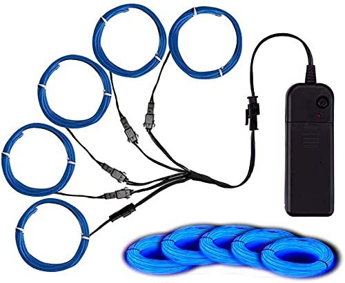 EL-Draht, Noise Reduction Neonlichter Draht 5 in 1 Meter, Elektrolumineszenzdraht für Halloween, Weihnachtsfest, DIY Dekoration…… (Blau)