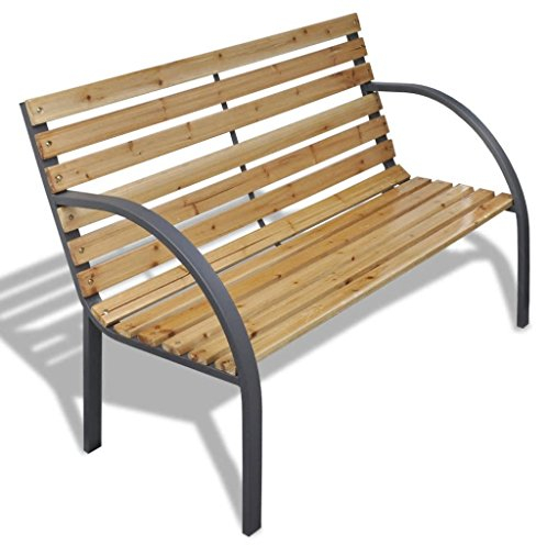 Ksodgun Gartenbank 120 cm Balkonbank Friesenbank Parkbank für Garten Vorgarten Holz und Eisen