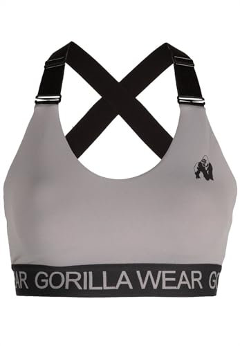 Gorilla Wear - Colby Sports Bra - Grau - Sport-BH Bodybuilding Fitness Tight Fit Oberteil Unterwäsche Starker Halt Yoga Alltag Bustier, XL