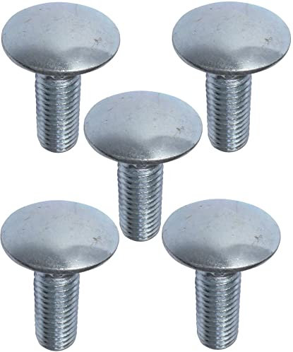 AERZETIX - C49026 - Set di 5 bulloni carrello/aratro a testa tonda con collare quadrato - bulloni a testa tonda - M10x30mm - acciaio zincato - DIN 603