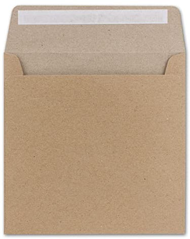 100 Quadratische Brief-Umschläge Kraftpapier (Muskat Braun) - 15,5 x 15,5 cm - 100 g/m² Haftklebung stabile Kuverts ohne Fenster - von Ihrem Glüxx-Agent
