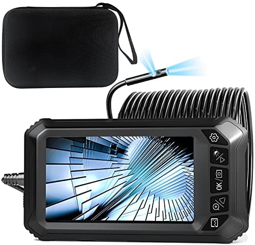 Endoskopkamera mit Licht, SGAINUL Dual Lens Endoskop Kamera 5,0 Zoll IPS Bildschirm Inspektionskamera Wasserdichtes Schlangenkamera Kanal Endoskop Kamera mit 6+1 Einstellbaren LED Licht 32G Karte-10M