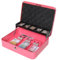 Jssmst Cash Box with Money Tray and Lock - Pink Cash Box with Key Lock Safe Money Box Large, Locking Cash Register Drawer Box for Money, SM-CB005PK