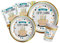 Ciao- Kit Party Shiny pers (112 pièces Assiettes Ø23 p Ø18 cm, Verres, 40 tov) eco-Friendly Vaisselle de Fête, gobelets, Serviettes, Uni, AZ129, Or, Blanc, 24 Personnes