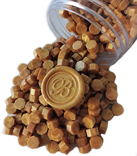 400 Stück Siegelwachsperlen für Wachssiegelstempel, PORXFLY Wachssiegelperlen, ideal für Hochzeitseinladungen, Weinpakete, Kartenumschläge, Geschenkverpackung (Gold)