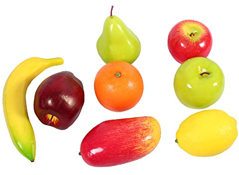 YUMILI Frutta artificiale, 8 pezzi di frutta artificiale in plastica decorativa frutta finta, espositore per alimenti, cucina per la casa, feste, ristorante, arredamento artigianale realistico