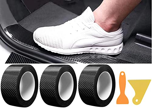 3 Stück Auto Einstiegsleisten Kantenschutz Aufkleber, Universelle Kfz-Aufkleber Schutzvorrichtung Aus 5d Carbon Faser Vinyl Schutzaufkleber für Auto Fahrrad Motorrad (5CM*3M)