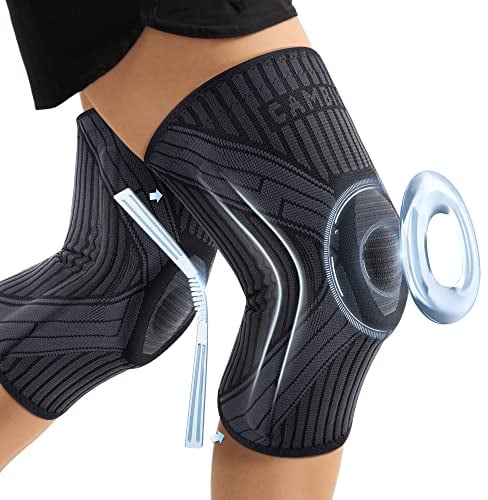 CAMBIVO 2 x Kniebandage Männer Damen, Knieschoner mit Seitenstabilisatoren und Patella Gel Pad, Bandage Knie Kniestützer für Laufen, Sport, ACL, Arthritis, Meniskusriss, Schmerzlinderung