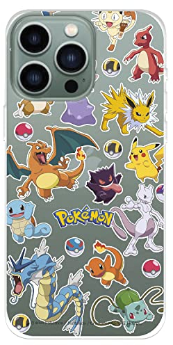Schutzhülle für iPhone 14 Pro MAX von Pokémon, Sticker Pokémon, Pokémon und Pokéball, zum Schutz Ihres Handys, flexibles Silikon, offizielles Lizenzprodukt von Pokémon