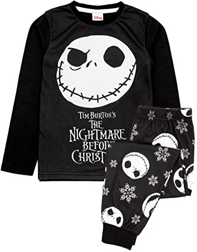 Disney The Nightmare Before Christmas Boys Pyjamas | Jack Skellington Sally Halloween Festive Long Sleeve Long Leg PJs Set | Matching Family Pajama Nightwear for Kids