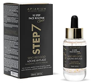 APIARIUM Siero Viso Gold Anti-age, 30 ML, Siero ad alto livello di permeazione a base di Oro Puro e con acido glicolico, Step 7 della Apiarium Skincare routine