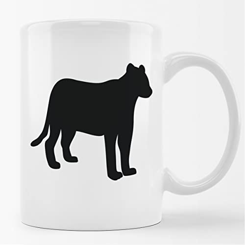 huuraa Kaffeetasse Panther Silhouette Keramik Tasse Weiß 330ml mit Motiv für alle Tierfreunde