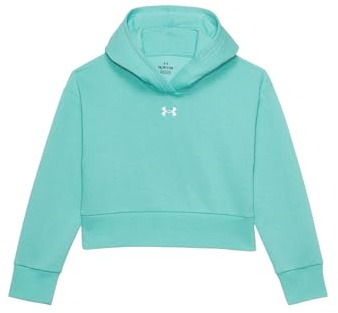 Under Armour Girls' Rival Fleece Crop Hoodie, (482) Radial Turquoise / / White, XL