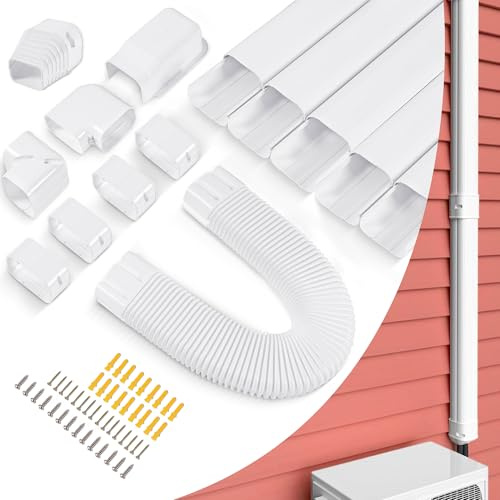 LyPrem 10FT Mini Split Line Set Cover 3 PVC for AC & Heat Pump (White) | Premium PVC & ABS, UV-resistant,for mini splits and central AC, snap-on for quick install, shields lines & extends AC life.
