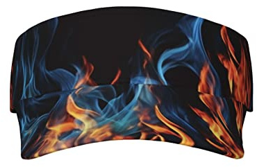 Red Flame and Blue Fire Unisex Sonnenblende Hüte Verstellbare UV-Schutz Sport Visier Kappe für Outdoor Sport Sommer Strand Schwarz Einheitsgröße, Schwarz, Einheitsgröße
