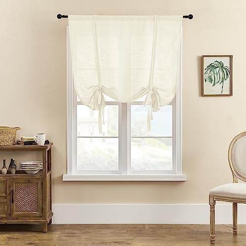 SIMPVALE Raffrollo 1 Stück, Größe 120 x 140 cm, Beige Voile Vorhang | Raffinierte Voile‑Vorhänge, Schützen Sie Ihre Privatsphäre, Halbdurchsichtige Gardinen für Schlafzimmer, Badezimmer und Küche